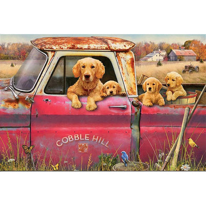 Dog Truck - Full Square Drill Diamond Painting 20*30CM