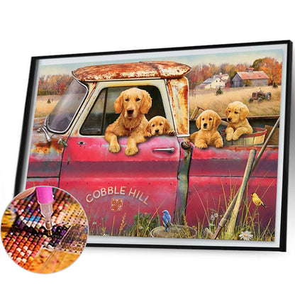 Dog Truck - Full Square Drill Diamond Painting 20*30CM