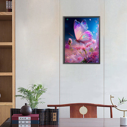 Pink Butterfly - Full Round Drill Diamond Painting 30*40CM