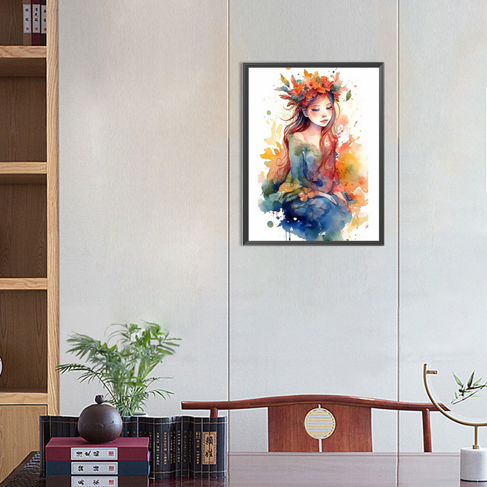 Painted Woman - Full Round Drill Diamond Painting 30*40CM
