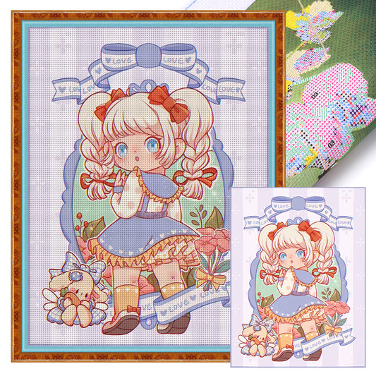 Cartoon Girl - 11CT Stamped Cross Stitch 40*56CM