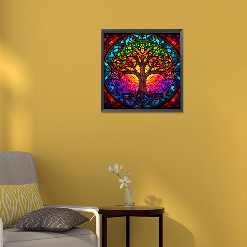 Tree Art Glass Painting - Full Round Drill Diamond Painting 30*30CM