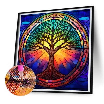 Tree Art Glass Painting - Full Round Drill Diamond Painting 30*30CM