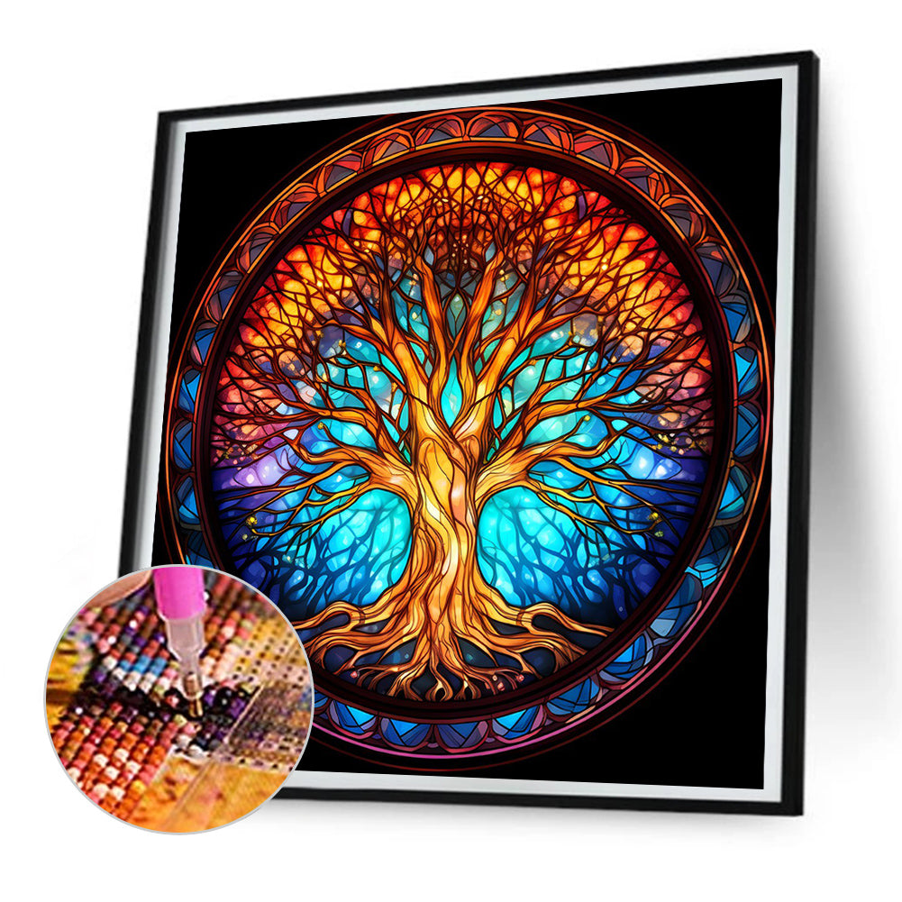 Tree Art Glass Painting - Full Round Drill Diamond Painting 30*30CM