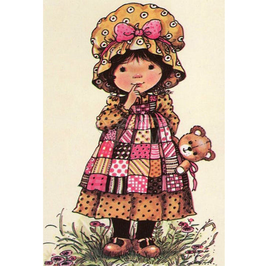 Girl And Bear - 11CT Stamped Cross Stitch 50*70CM