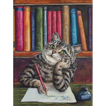 Write Cat - Full Round Drill Diamond Painting 30*40CM