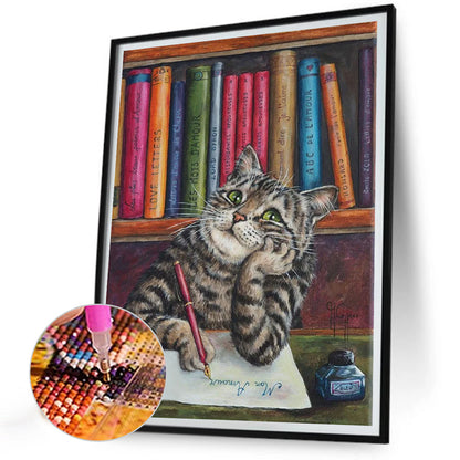 Write Cat - Full Round Drill Diamond Painting 30*40CM