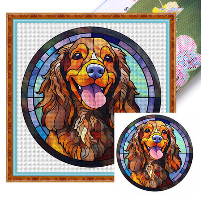 Glass Painting-Dog - 11CT Stamped Cross Stitch 40*40CM