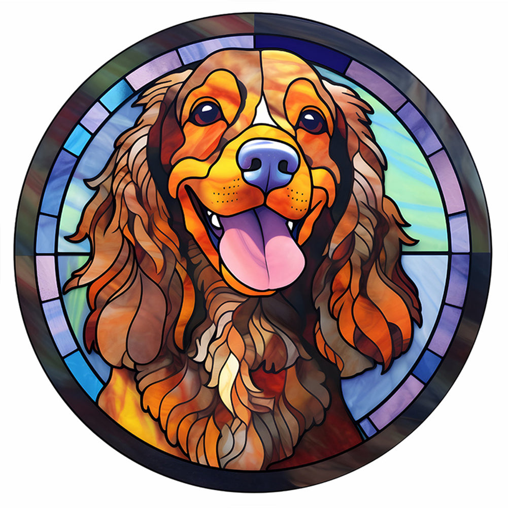 Glass Painting-Dog - 11CT Stamped Cross Stitch 40*40CM