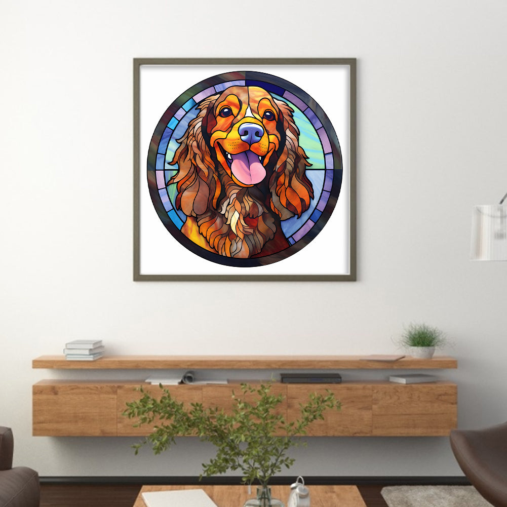 Glass Painting-Dog - 11CT Stamped Cross Stitch 40*40CM