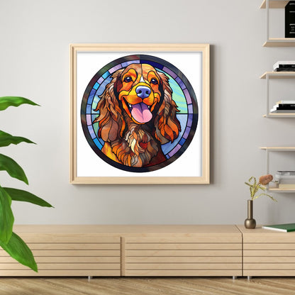 Glass Painting-Dog - 11CT Stamped Cross Stitch 40*40CM