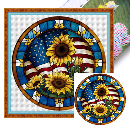 Glass Painting - Sunflower - 11CT Stamped Cross Stitch 40*40CM