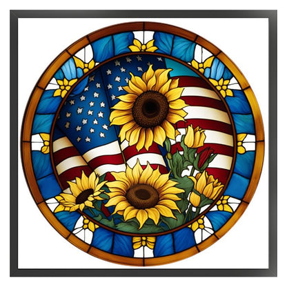 Glass Painting - Sunflower - 11CT Stamped Cross Stitch 40*40CM