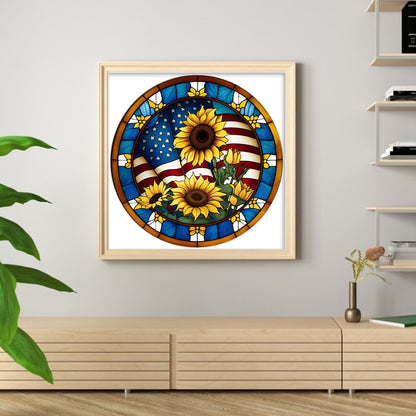 Glass Painting - Sunflower - 11CT Stamped Cross Stitch 40*40CM