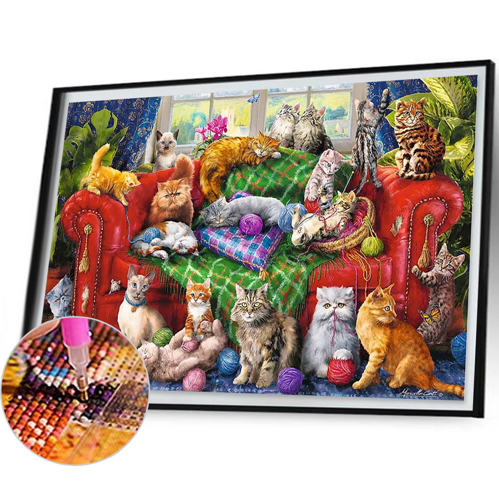 Cat Cat - Full Square Drill Diamond Painting 40*30CM