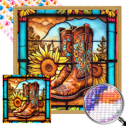 Sunflower Chelsea Boots - AB Round Drill Diamond Painting 40*40CM