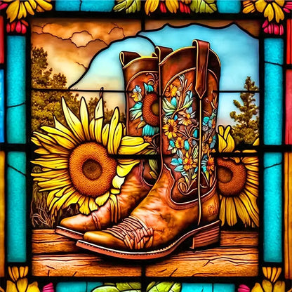 Sunflower Chelsea Boots - AB Round Drill Diamond Painting 40*40CM