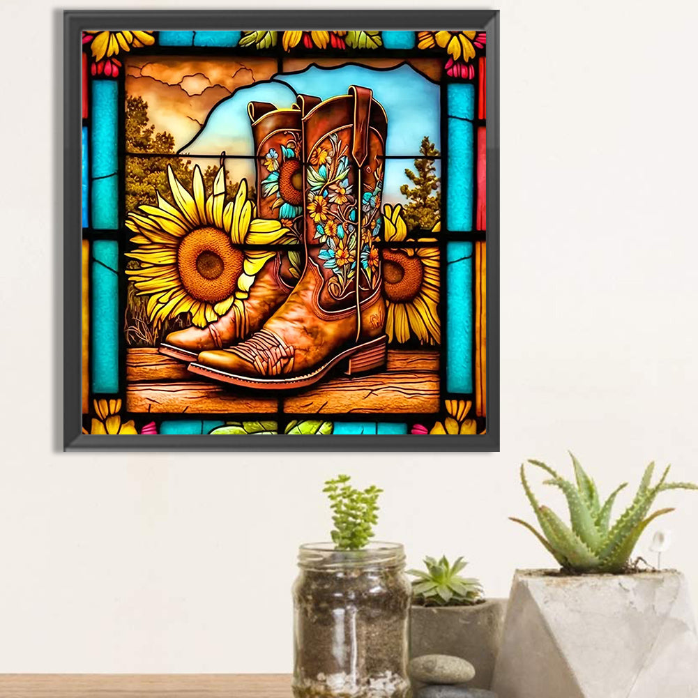 Sunflower Chelsea Boots - AB Round Drill Diamond Painting 40*40CM