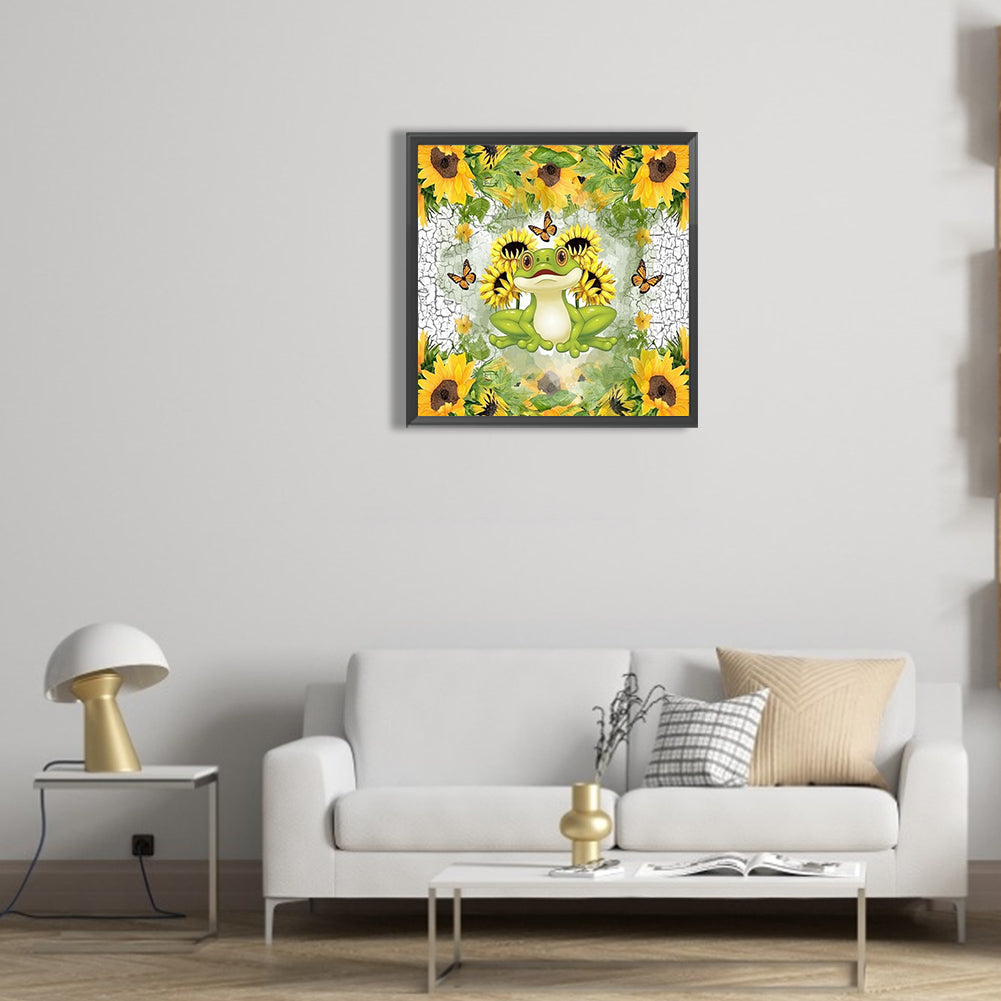 Sunflower And Frog - Full Round Drill Diamond Painting 30*30CM