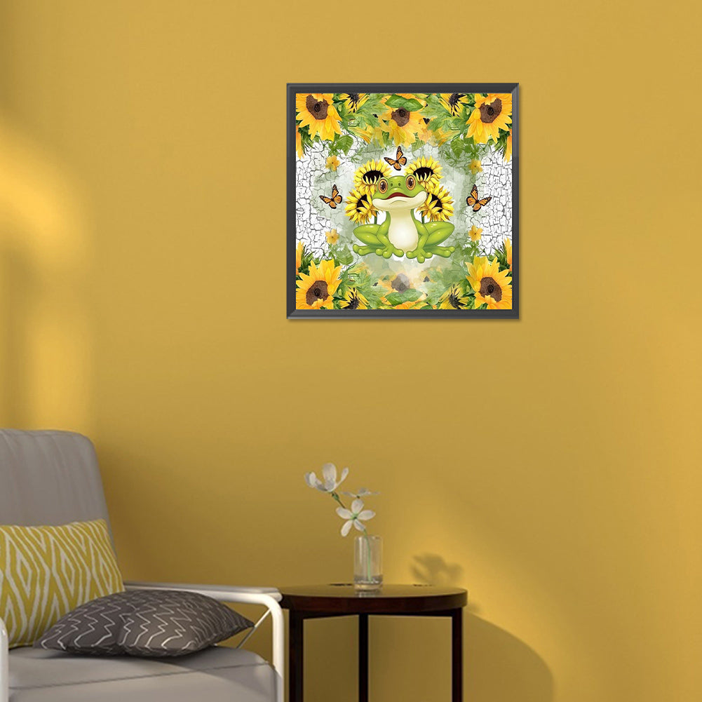 Sunflower And Frog - Full Round Drill Diamond Painting 30*30CM