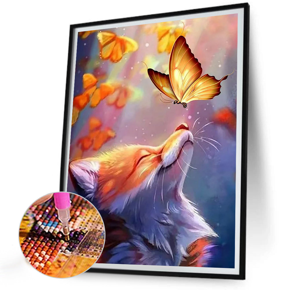 Fox And Butterfly - Full Round Drill Diamond Painting 30*40CM