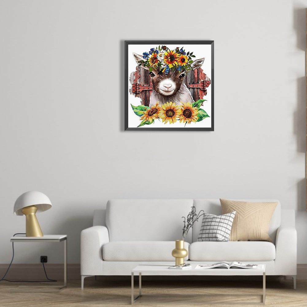 Sunflower And Cow - Full Round Drill Diamond Painting 30*30CM