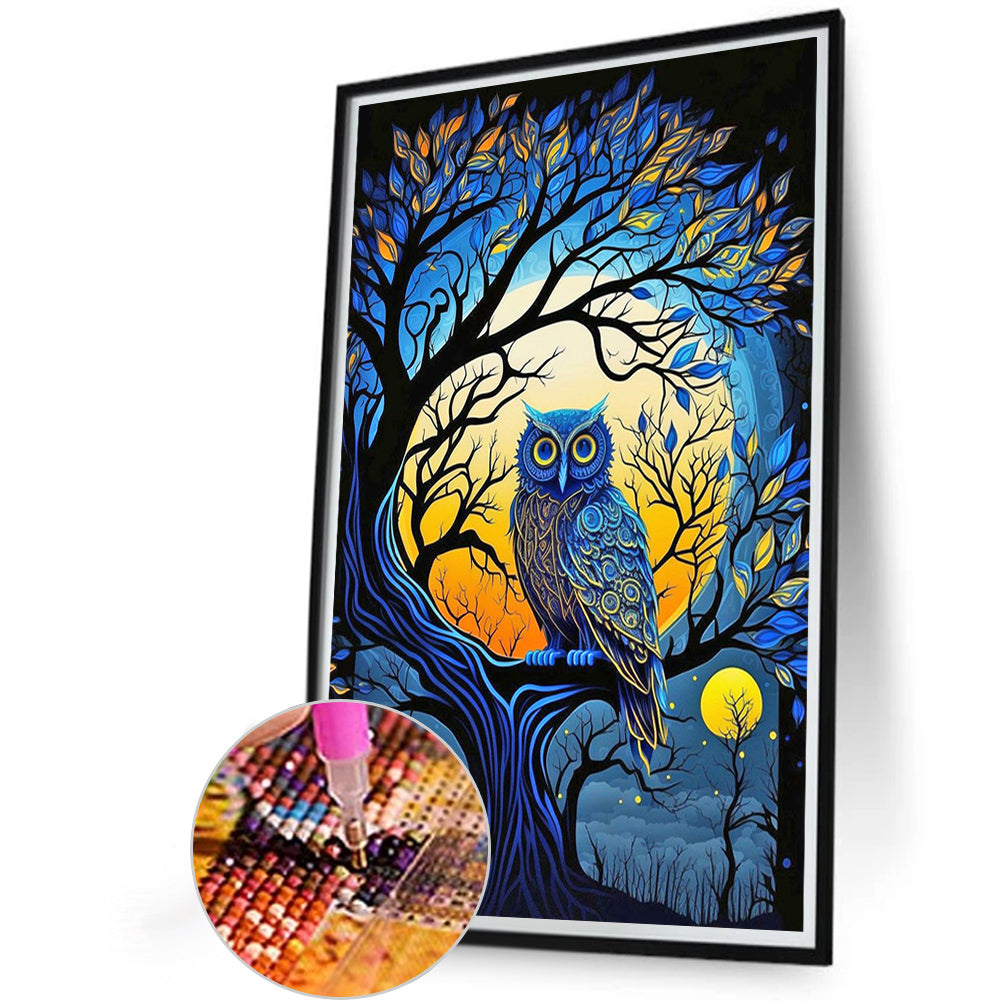 Owl On Branch - Full Round Drill Diamond Painting 40*60CM
