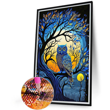 Owl On Branch - Full Round Drill Diamond Painting 40*60CM