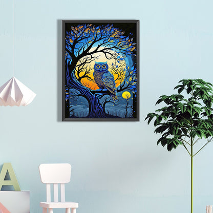 Owl On Branch - Full Round Drill Diamond Painting 40*60CM