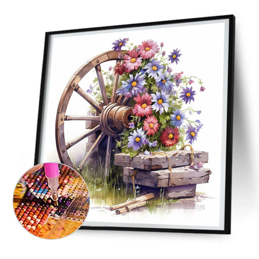 Flowers And Wheels - Full Round Drill Diamond Painting 30*30CM