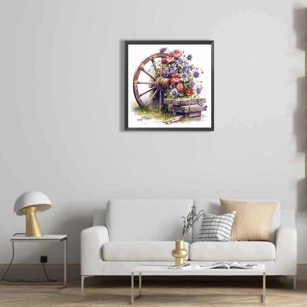 Flowers And Wheels - Full Round Drill Diamond Painting 30*30CM