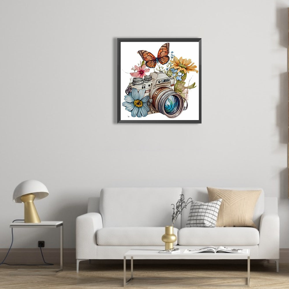 Flowers And Camera - Full Round Drill Diamond Painting 30*30CM