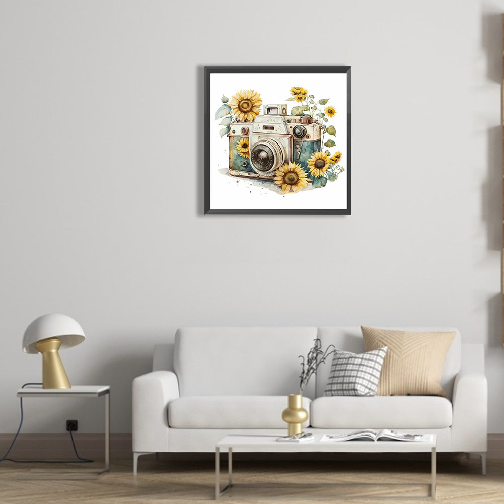 Flowers And Camera - Full Round Drill Diamond Painting 30*30CM