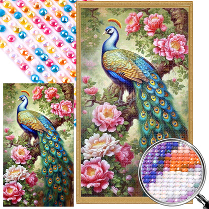 Garden Peacock - AB Round Drill Diamond Painting 40*70CM