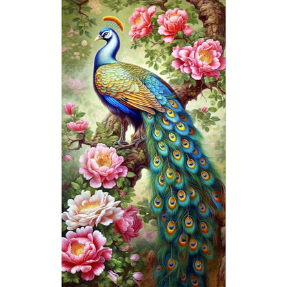 Garden Peacock - AB Round Drill Diamond Painting 40*70CM