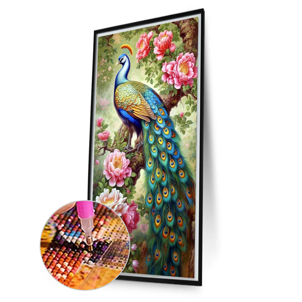 Garden Peacock - AB Round Drill Diamond Painting 40*70CM