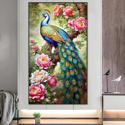 Garden Peacock - AB Round Drill Diamond Painting 40*70CM