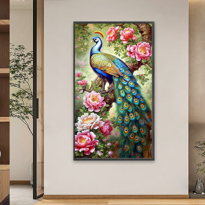 Garden Peacock - AB Round Drill Diamond Painting 40*70CM