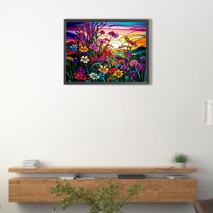 Sunset Flowers - AB Round Drill Diamond Painting 40*50CM