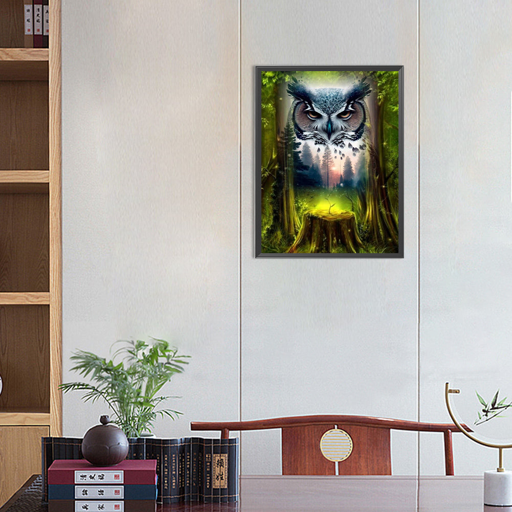 Owl - Full Round Drill Diamond Painting 30*40CM