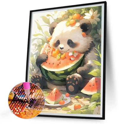 Panda Eating Watermelon - Full Round Drill Diamond Painting 30*40CM