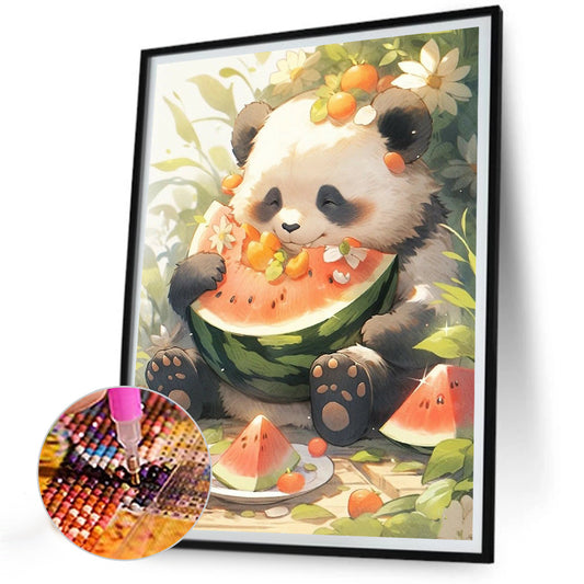 Panda Eating Watermelon - Full Round Drill Diamond Painting 30*40CM