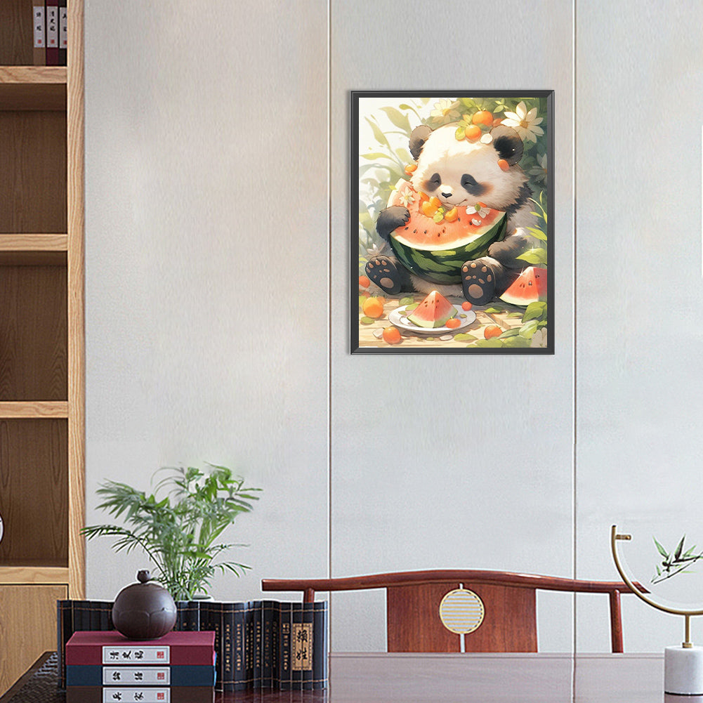 Panda Eating Watermelon - Full Round Drill Diamond Painting 30*40CM