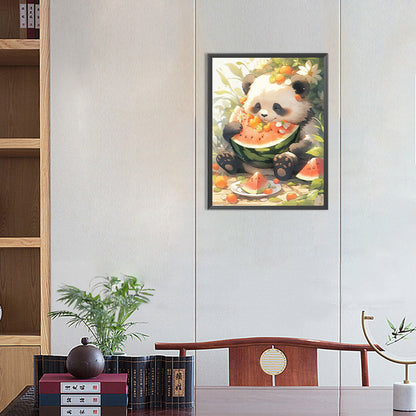 Panda Eating Watermelon - Full Round Drill Diamond Painting 30*40CM