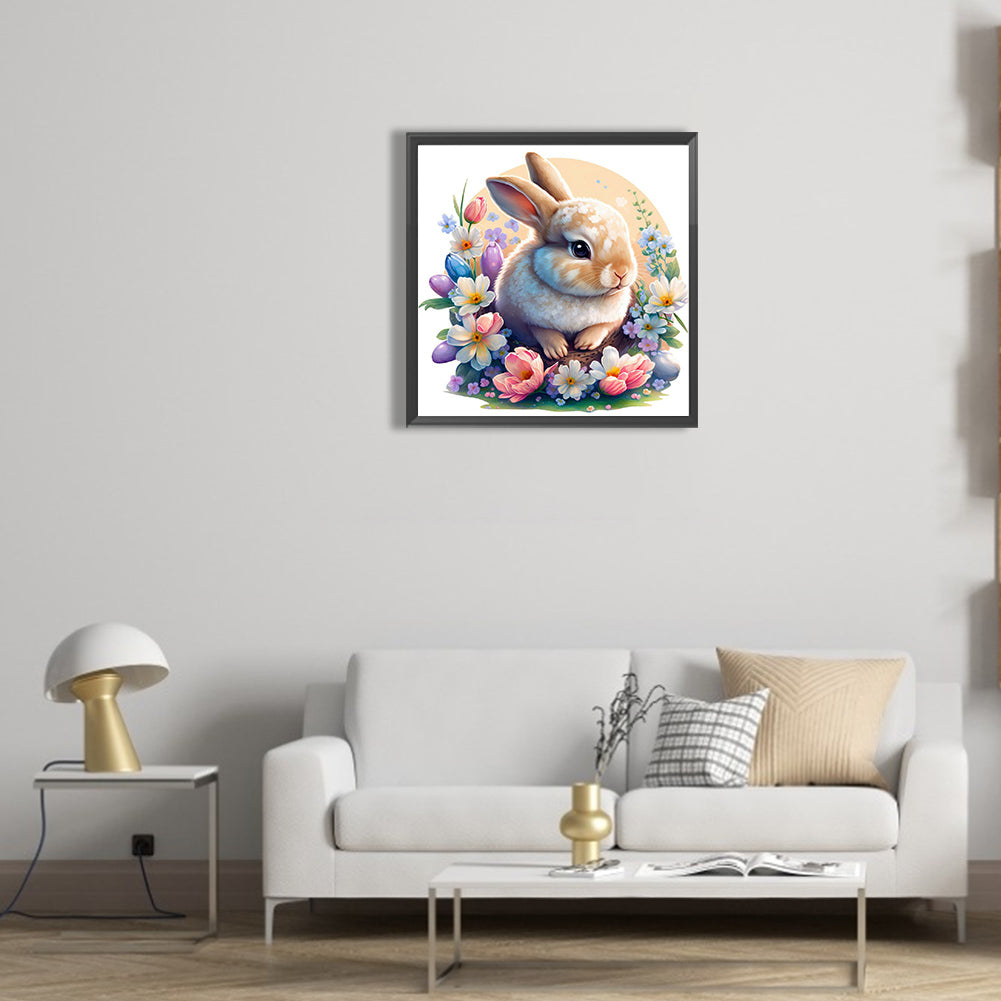 Flower And Bunny - Full Round Drill Diamond Painting 30*30CM
