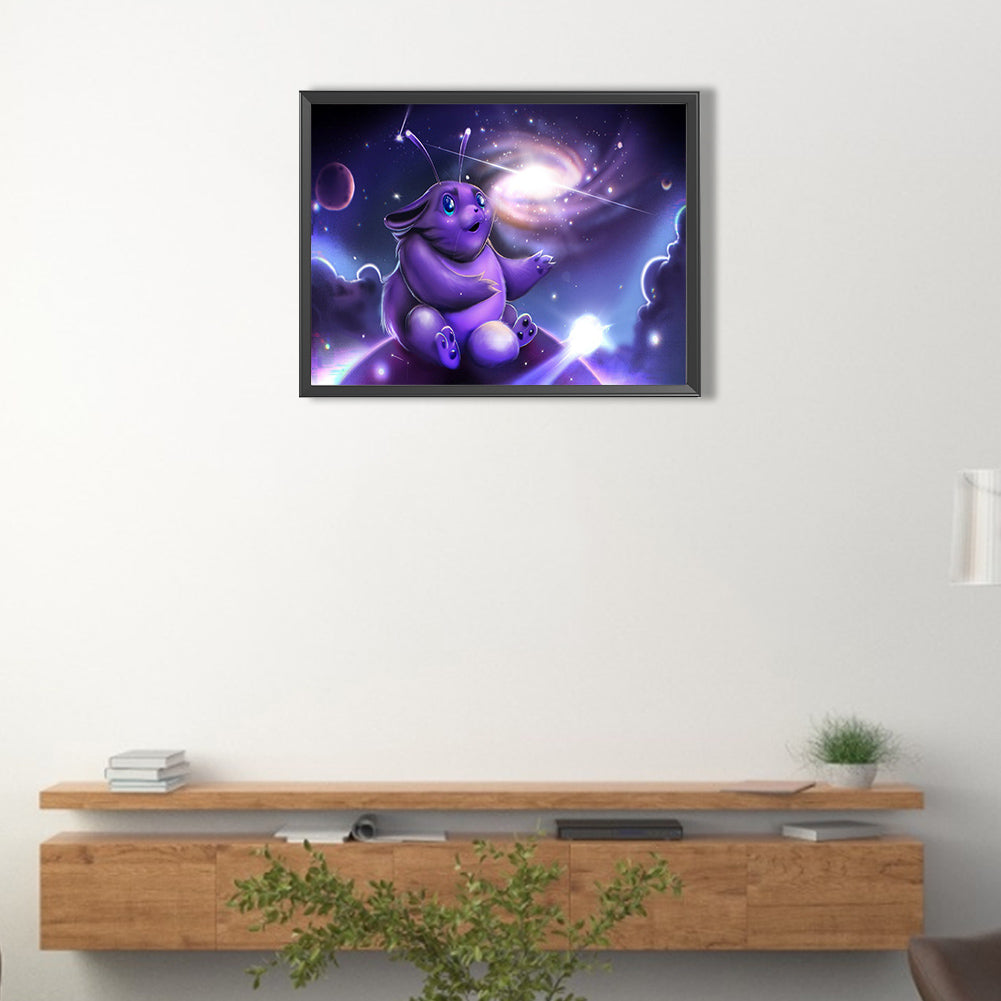 Purple Star Cloud Cat - Full Round Drill Diamond Painting 40*30CM