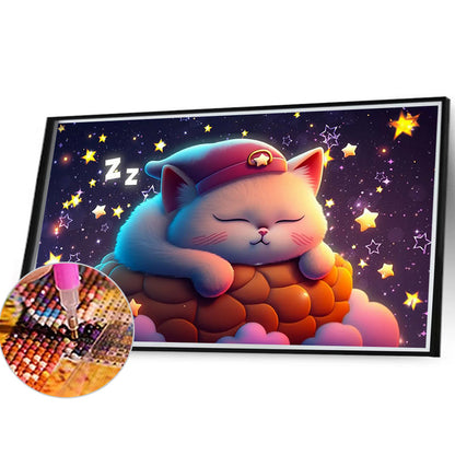 Sleeping Fat Cat - Full Round Drill Diamond Painting 40*30CM