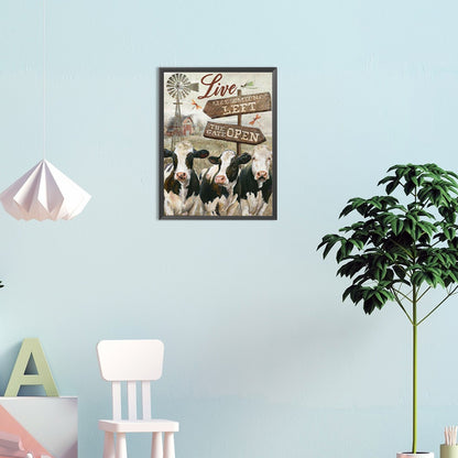 Cattle Field Sign - Full Round Drill Diamond Painting 30*40CM