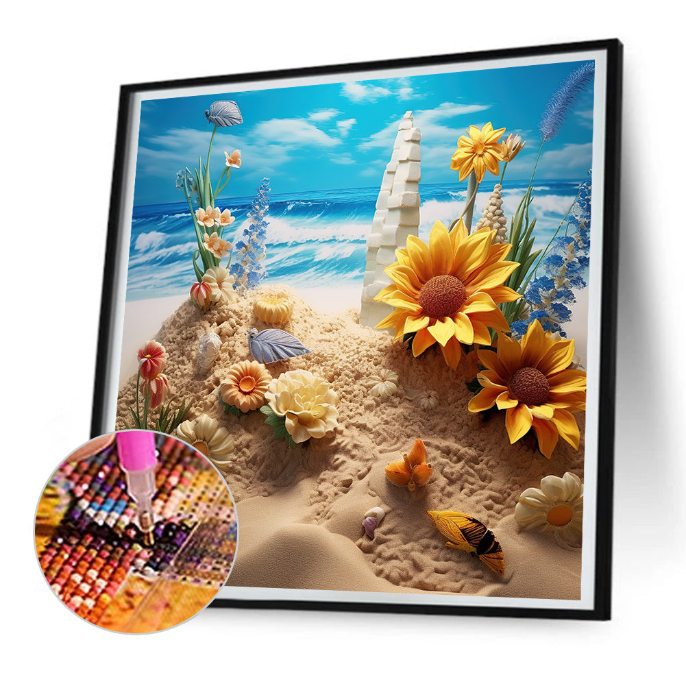 Sunflower Beach - Full Round Drill Diamond Painting 30*30CM