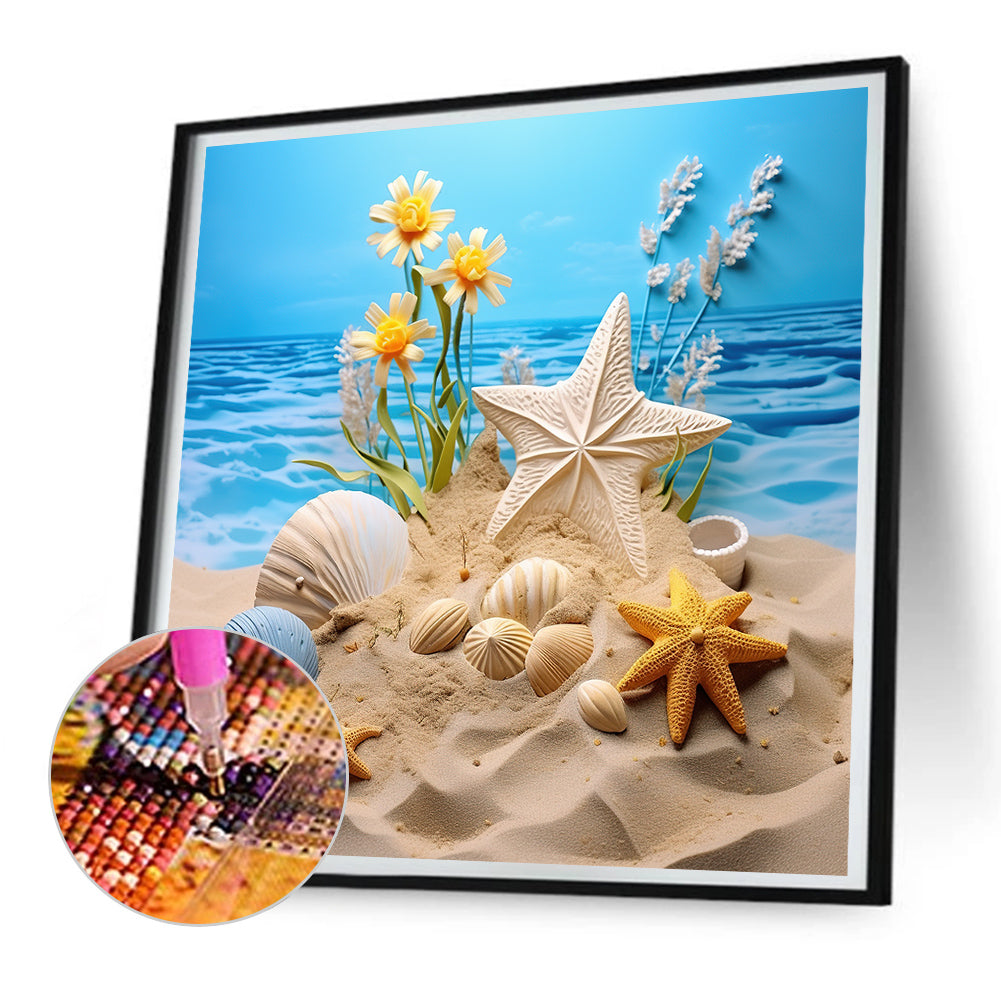 Sunflower Beach - Full Round Drill Diamond Painting 30*30CM